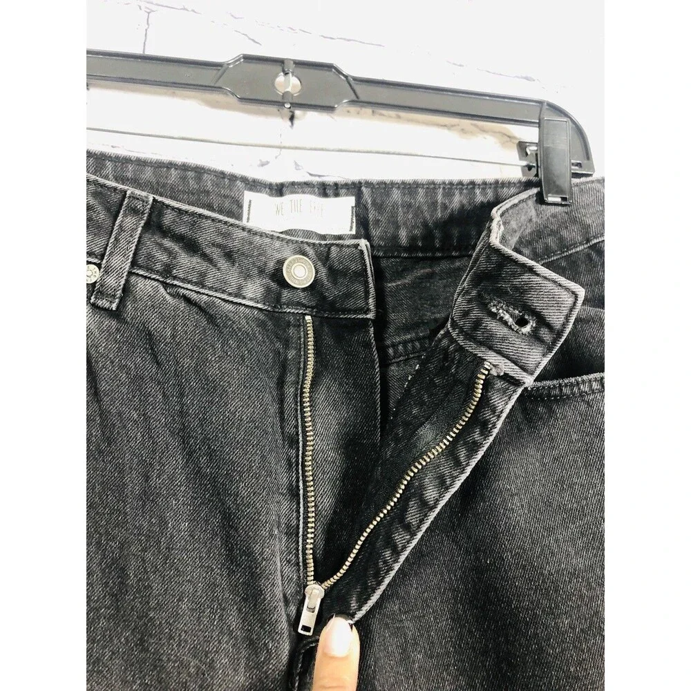 We The Free Women High Rise Straight Leg Jeans Faded Black Denim Size 32